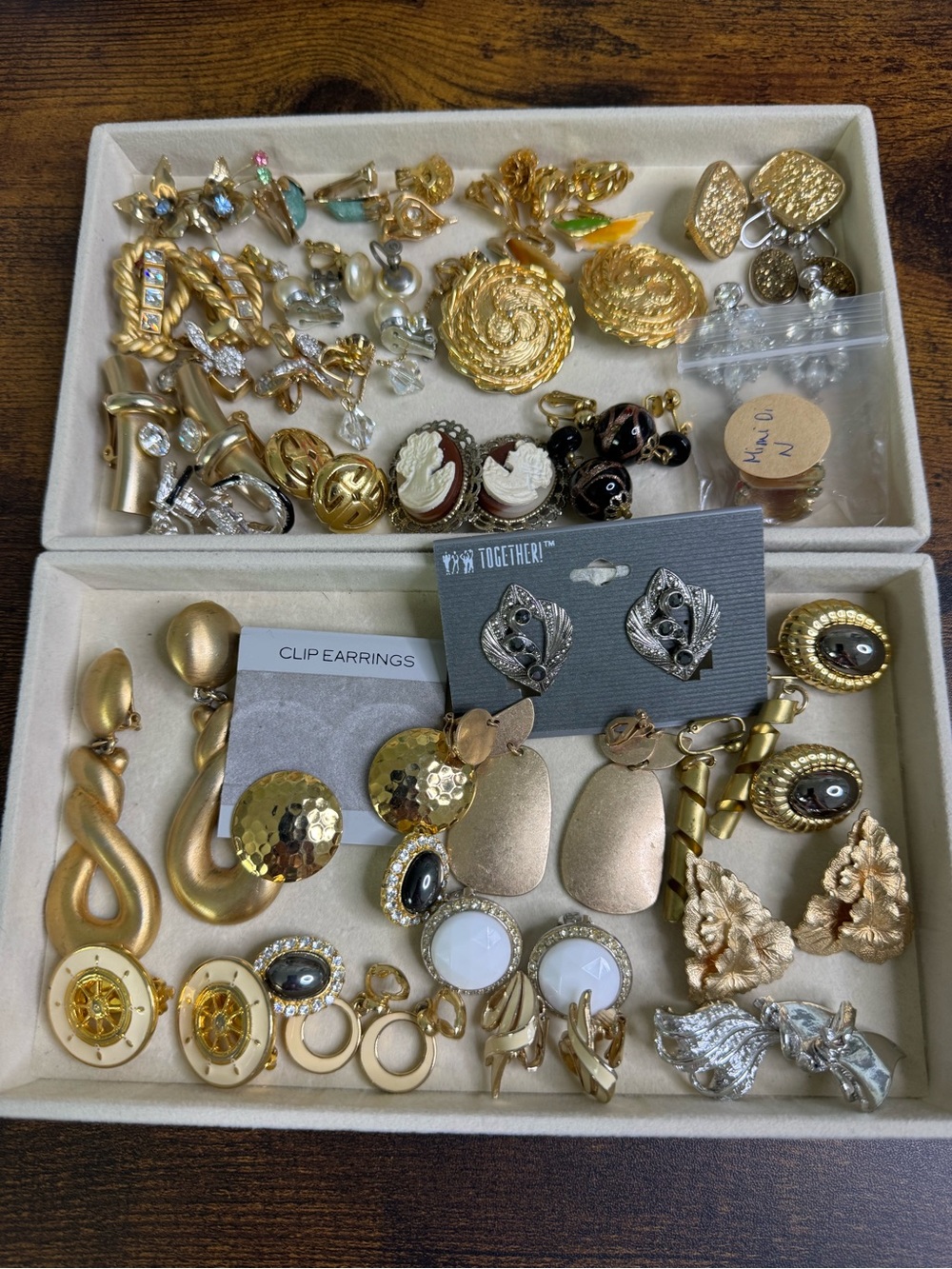 Vintage Mixed Clip-On Earrings Lot For Wear and Craft, Some Signed Pieces